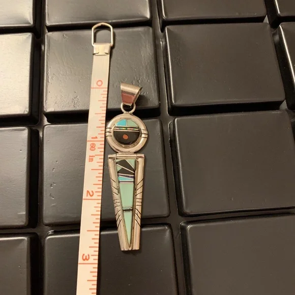 Native American Kachina Multi Stone Inlay Sterling Silver Pendant Vintage - Picture 5 of 6